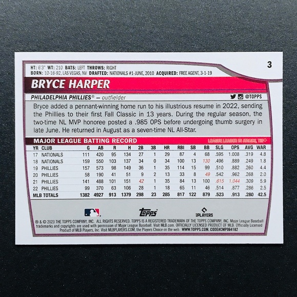 Bryce Harper - 2023 Topps Big League #3 - Picture 2 of 2
